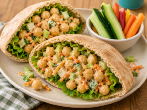 Chickpea salad in pita pockets